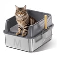thumbnail image 1 of Caja de arena para gatos Bsemax de acero inoxidable con tapa para gatos pequeños, 1 of 9