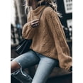 thumbnail image 3 of Gvmfive Womens Turtleneck Long Sleeve Chunky Knit Pullover Sweater Jumper Tops, 3 of 5