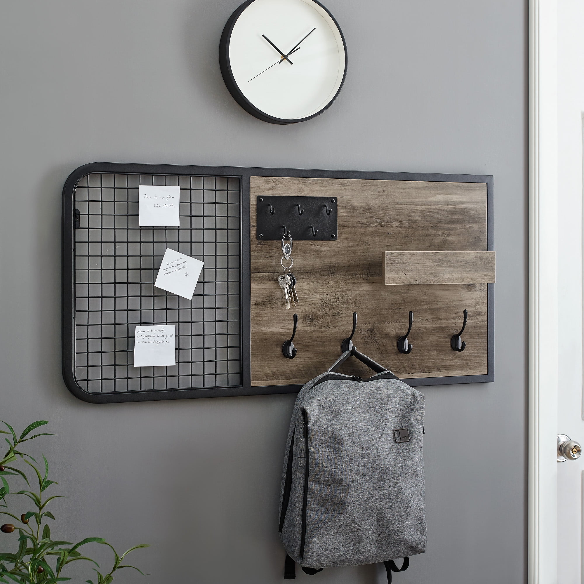Manor Park Urban Industrial Wire Grid Wall Organizer, Grey Wash