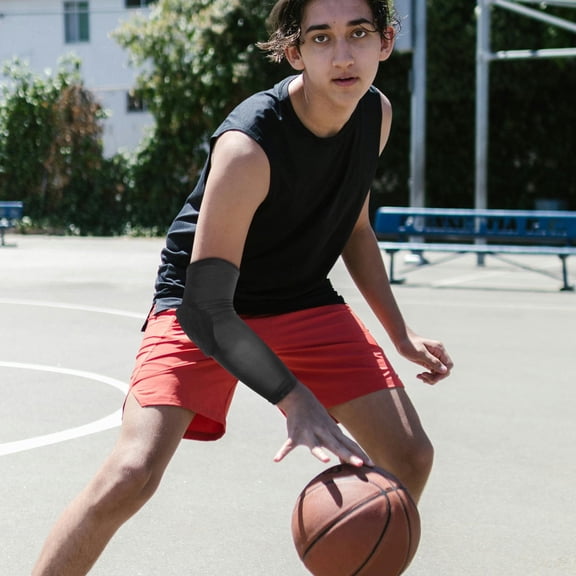 Hemoton 2pcs Arm Compression Sleeve With Elbow Pads Honeycomb Padding Basketball Shooter Sleeves Forprotection Football Basketball Volleyball Men Women