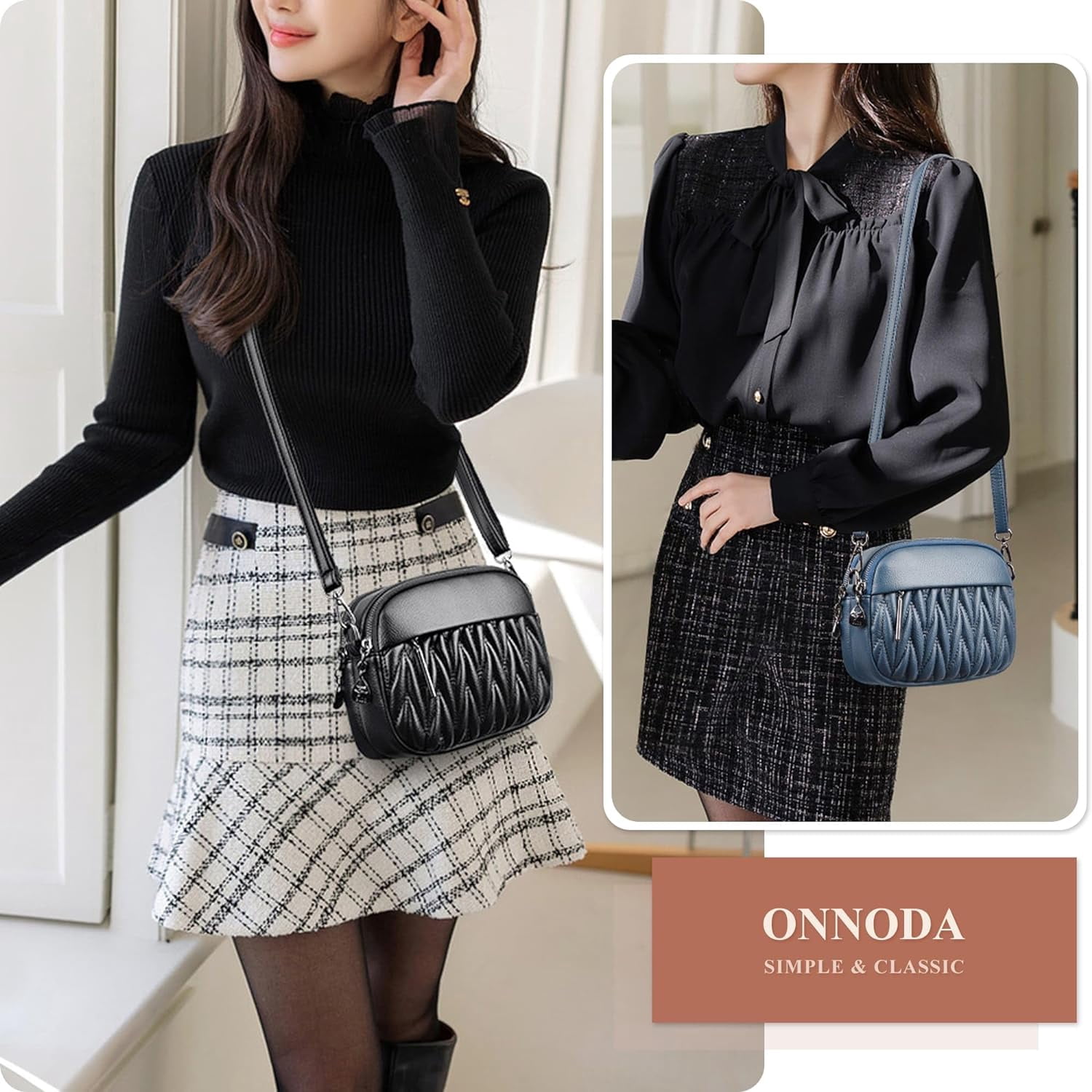 Quilted Crossbody Bags for Women PU Leather Lightweight Shoulder Bags Outdoor Trendy Medium Size Purses Wallet