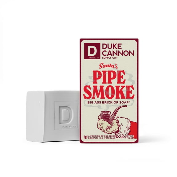 Duke Cannon Big Ass Brick of Soap - Santa's Pipe Smoke - Smoky Vanilla & Amber Scent, 10 oz bar soap for men