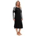 thumbnail image 4 of Sunsent Women's Nightgown Cotton Long Sleeve Sleepshirts Round Neck Mid-Length Nightshirt Loungewear Loose Comfy Pajama Sleepwear S-XXL, 4 of 10