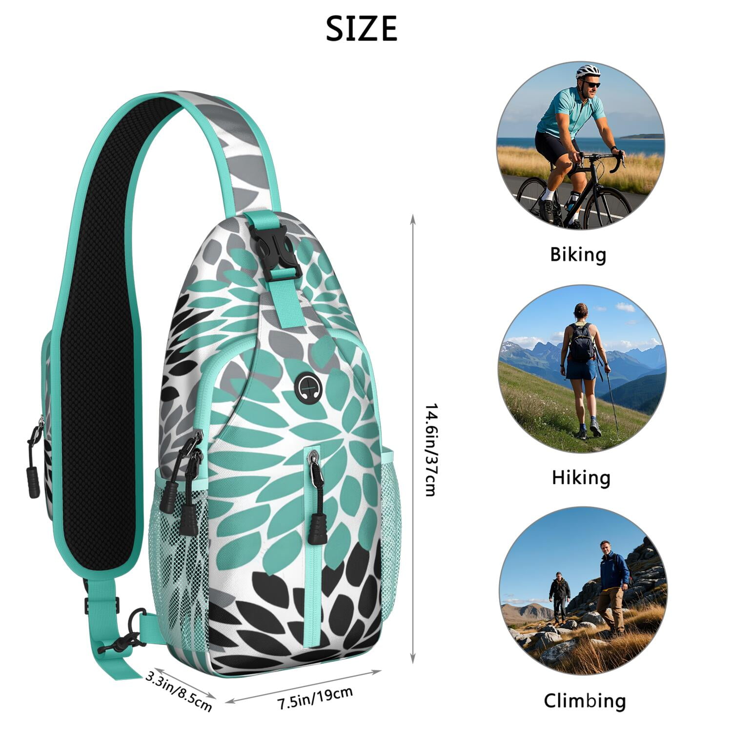 Exotic Pineapple Pattern Sling Backpack with Fresh Tropical Fruit Print – Water-Resistant Multipurpose Crossbody Shoulder Bag with Large Front Zip, Mesh Side Pockets, Adjustable Strap, Ide