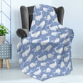 thumbnail image 4 of Whale Soft Flannel Fleece Blanket, Nursery Themed Monochromatic Silhouette Pattern with Underwater Mammal Print, Cozy Plush for Indoor and Outdoor Use, 50" x 60", Ceil Blue and White, by Ambesonne, 4 of 5