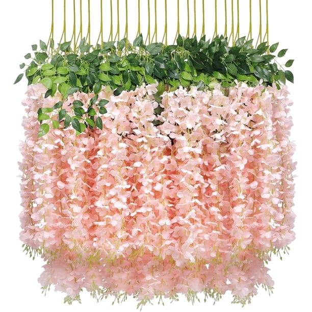 Flores Artificiales Wisteria, Artificiales de Glicina Falsas, Guirnaldas de Flores Secas Colgantes para Decoración Hogar, Pared, Jardín, Fiesta, Hotel, Iglesias