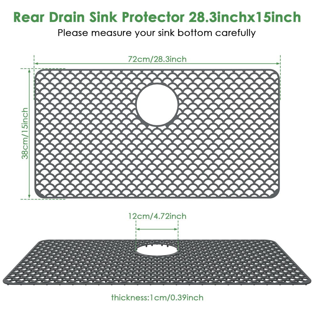 JUNWELL Silicone Sink Protector Heat-Resistant Sink Liner Mat Reusable Silicone Sink Mat for Kitchen 28.3x15inch