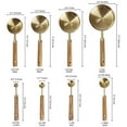 thumbnail image 2 of 8Pcs Measure Cup and Spoon Set Gold Measuring Cup Spoon Set with Wooden Handle Stainless Steel Stackable Kitchen and Baking Measurement Kitchen Accessories for Home Kitchen Party, 2 of 11