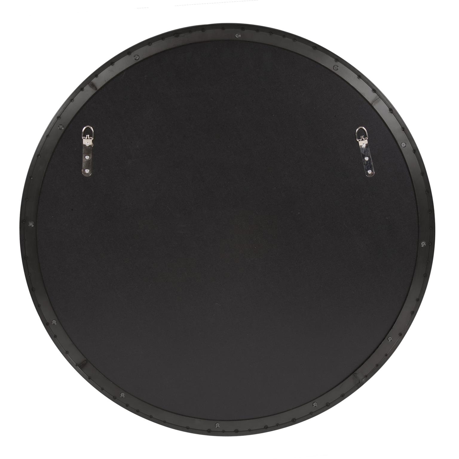 Tyler Dillon Brushed Black Round Stainless Steel Framed Vanity Mirror - 30"D