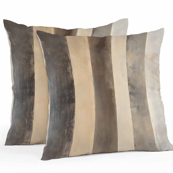 Outdoor Pillow Cover Abstract Brown Gray Stripes Set of 2 Waterproof Throw Pillowcases Modern Art Decorative Patio Furniture Pillows for Couch Garden Indoor & Outdoor Use