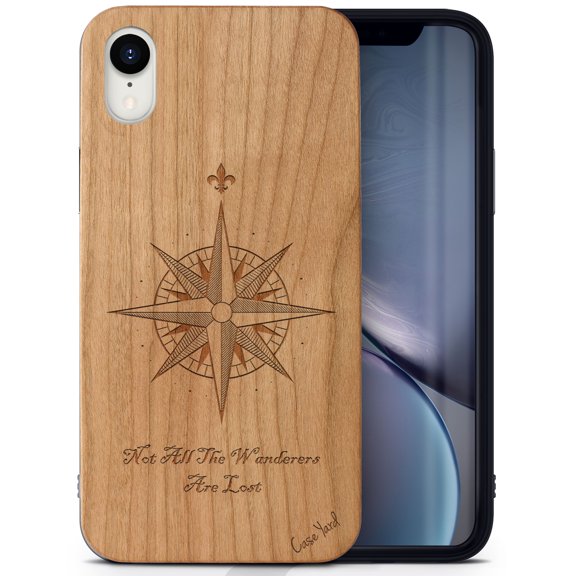 Case Yard Wooden Case Outside Soft TPU Silicone, Slim Fit Shockproof Wood Protective Phone Cover for Girls Boys Men and Women, Supports Wireless Charging Lost Design case for iPhone-XR