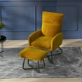 thumbnail image 2 of HOMCOM Fauteuil Moderne avec Ottoman et Pieds en Métal Jaune, 2 of 10