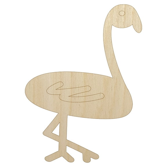 Flamingo Doodle Wood Shape Unfinished Piece Cutout Craft DIY Projects - 4.70 Inch Size - 1/8 Inch Thick