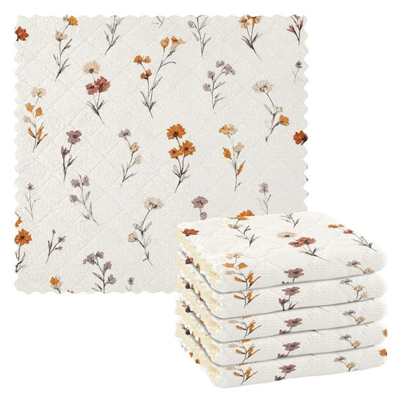 Beautiful Vintage Floral Elements Kitchen Cloth Dish Towels for Drying Washing Absorbent Dish Rags Reusable soft kitchen dishcloth set 6 Pack
