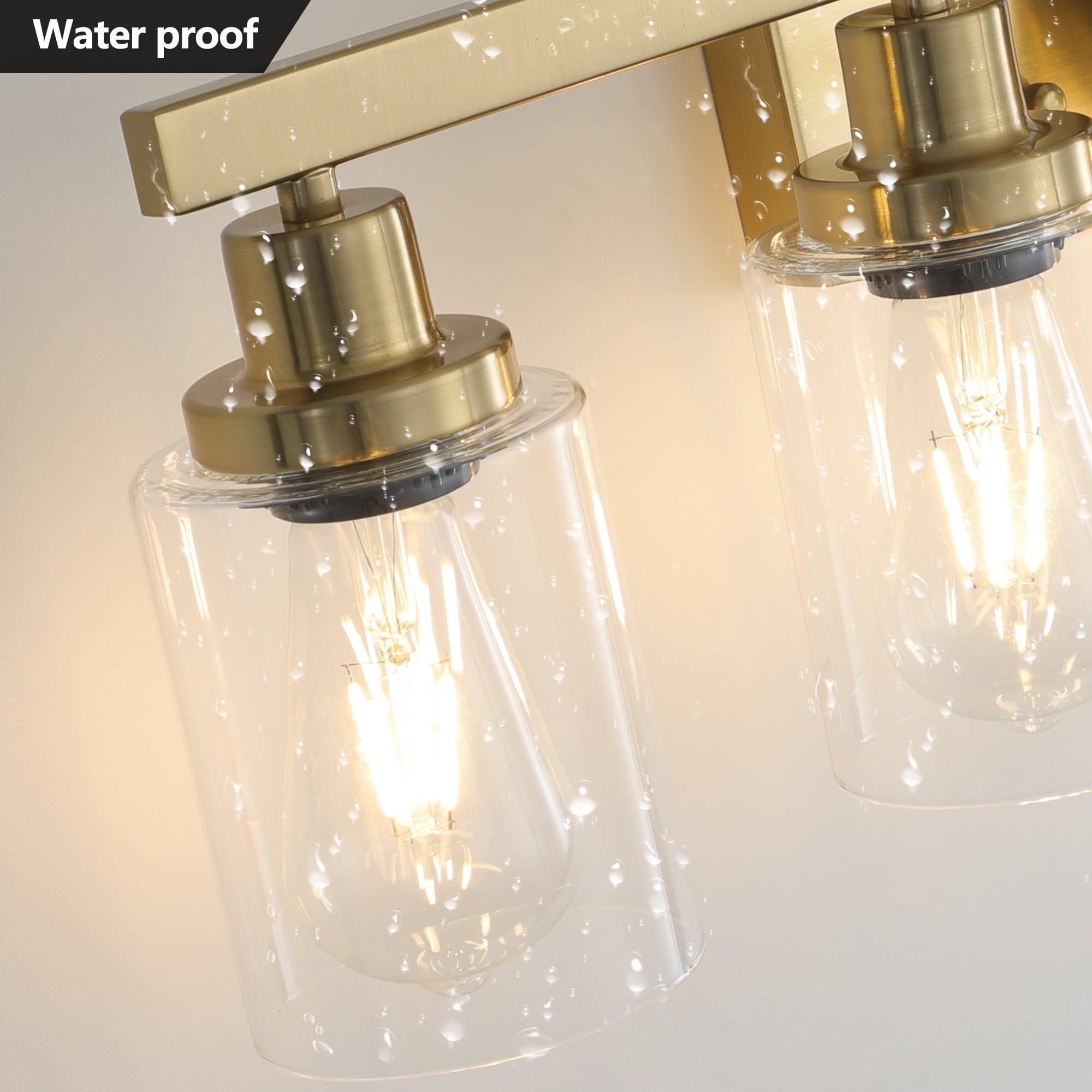 Leumius Modern Golden 5-Light Bathroom Vanity Light Fixture, Industrial Wall Sconce with Clear Glass Shades for Mirror, Bathroom, Bedroom and Hallway (No Bulbs)