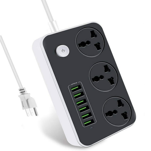Power Strips with USB Ports 3 Way Outlets 6 USB Ports Surge Protection Power Strip Universal Power Socket with 6ft Bold Extension Cord