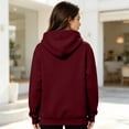 thumbnail image 6 of WULMLEO Oversized Hoodies Women Fall Long Sleeve Drawstring Hooded Solid Sweatshirts Casual Loose Fit Work Pullover Soft Lightweight Coat with Pocket Wine XL, 6 of 8