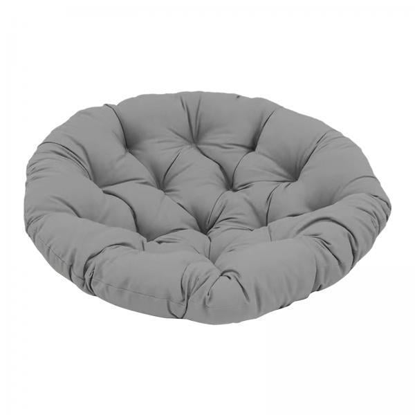 Cojín Redondo Para Silla Papasan O Mecedora - Impermeable, 60 Cm, Hojas Grises | Espesor 8 Cm | Incluye Correas Fijación