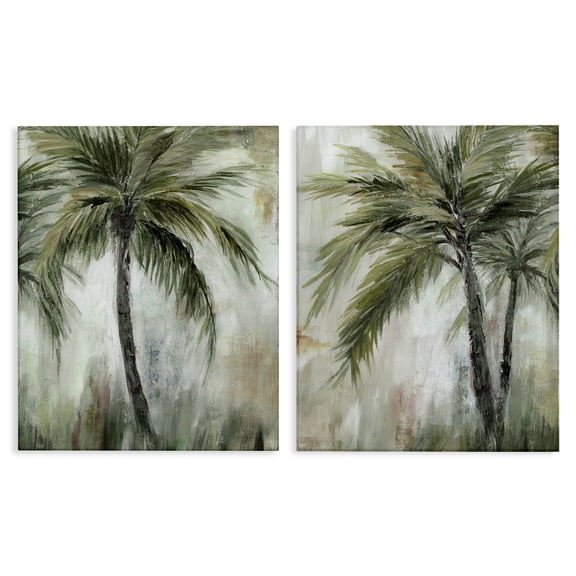 Stupell Industries Palm Trees Impressions Plants & Flowers Painting Wrapped Canvas Art Print Wall Art, 16 x 20, Set of 2