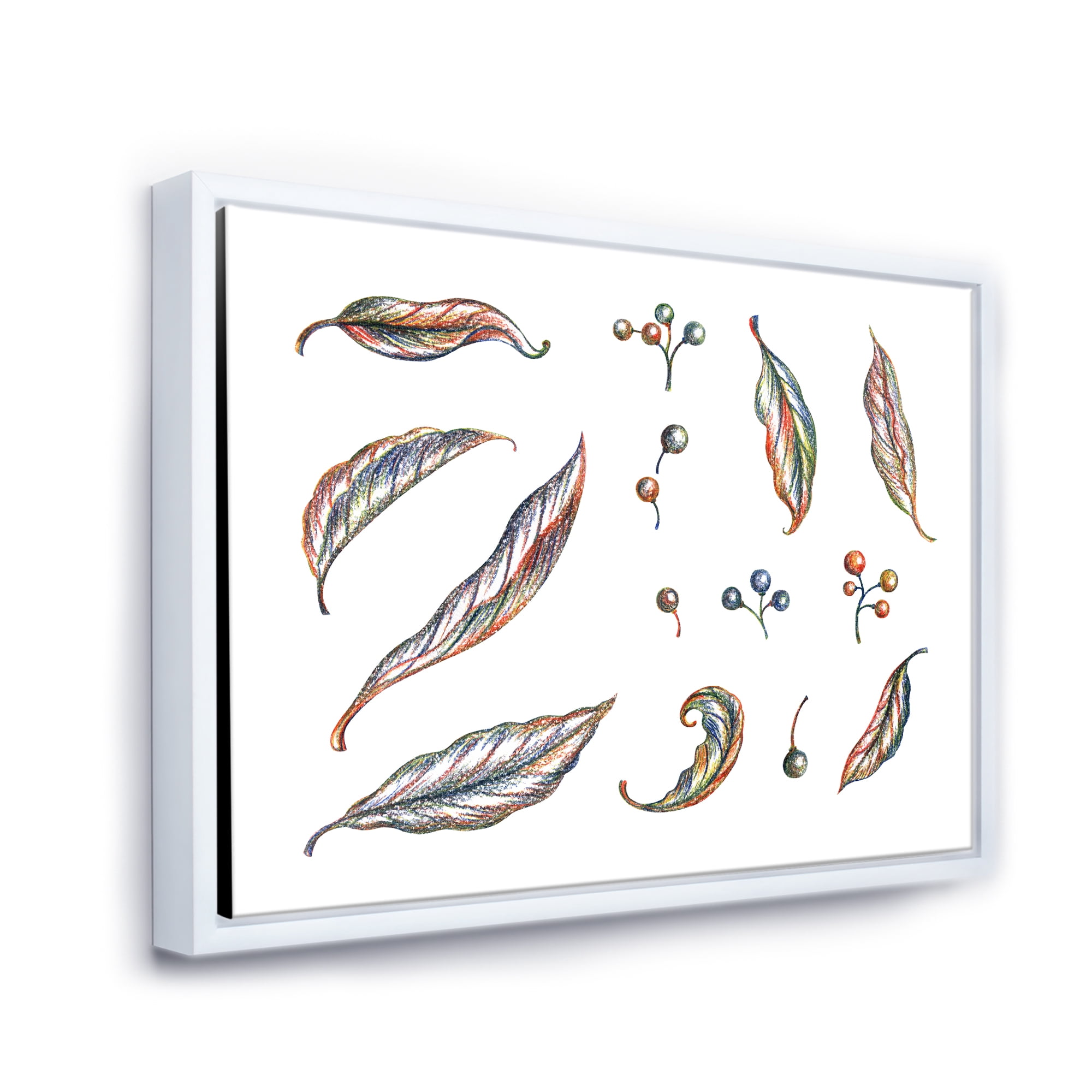 Designart 'Leaves and Berries Of Wild Grapes' Bohemian & Eclectic Framed Canvas Wall Art Print
