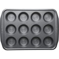 thumbnail image 2 of Bakeware Carbon Steel 12 Cup Non-Stick Muffin Tin - Grey, 2 of 6