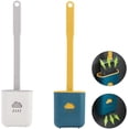 thumbnail image 1 of 2 uds cepillo de inodoro flexible de silicona, sistema de limpieza de inodoro, varita de inodoro de pared, mango largo antideslizante, limpieza de cerdas de silicona suave, 1 of 5