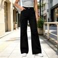 thumbnail image 5 of ClodeEU Women High Waist Flare Leg Cargo Pants,Vintage Casual Slim Bell Bottom Trousers with Pocket Black,Women's Plus XL, 5 of 7