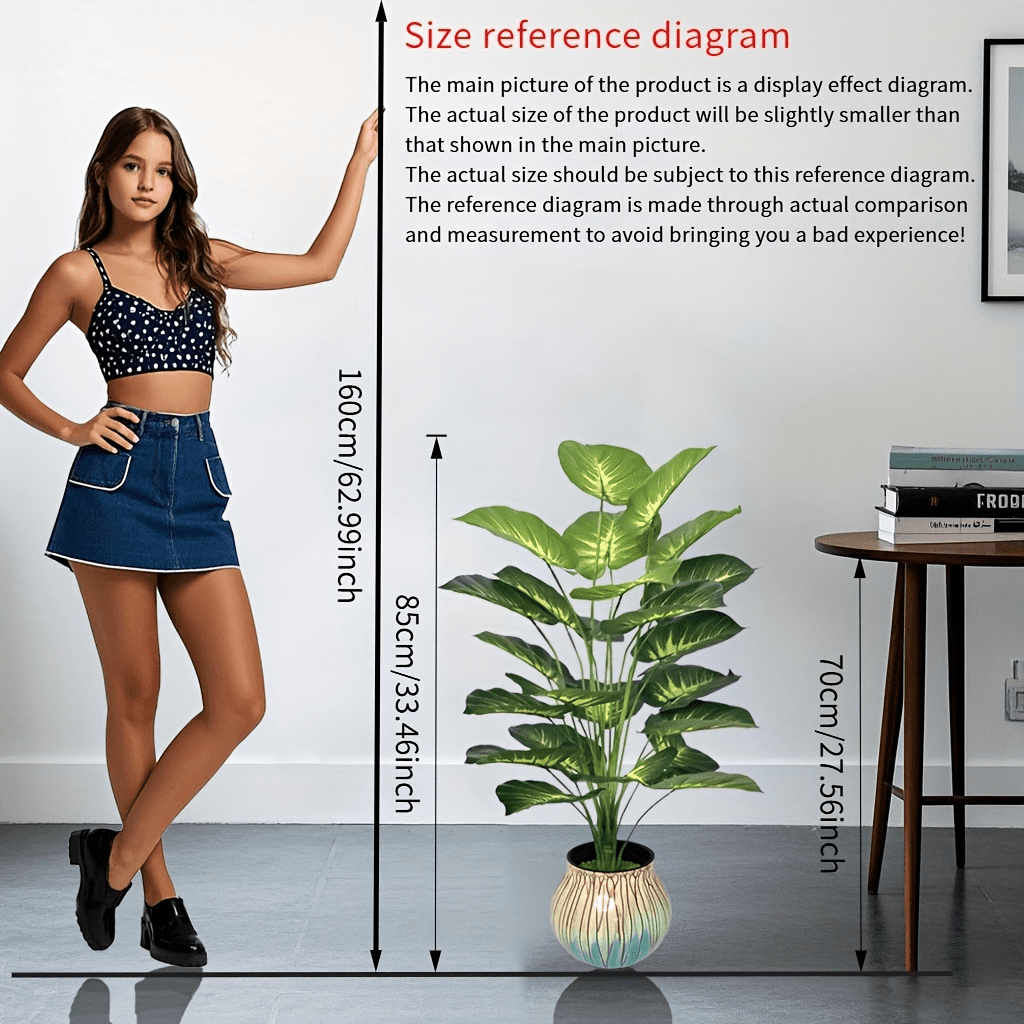 80cm Artificial Palm Tree, Lifelike Tropical Fake Plant with Large Green Leaves, Durable Plastic Decoration for Home, Office, Wedding, Party, Holiday, No Pot