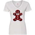 thumbnail image 3 of Inktastic Buffalo Plaid Gingerbread Man Women's V-Neck T-Shirt, 3 of 5