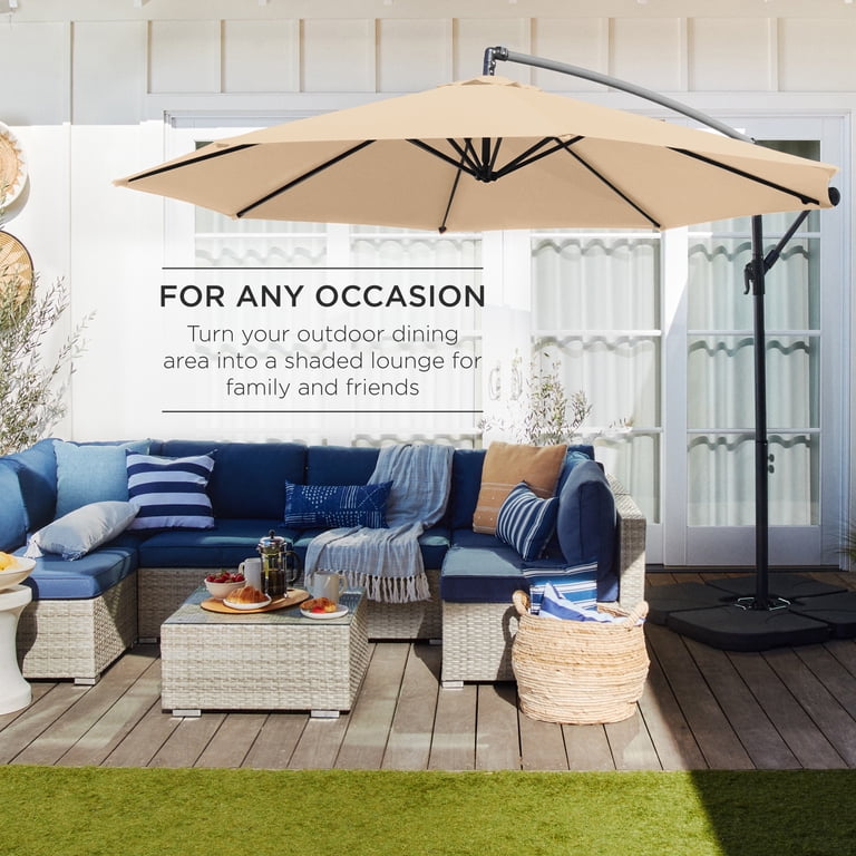 best outdoor offset patio umbrella 12x12ft with Sunbrella Fabric, Large Cantilever Umbrella, Spectrum Indigo x 11 ft. Best Choice Products 10ft Offset