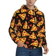 thumbnail image 2 of Uemuo Cartoon Pizza Pattern Men's Hoodie - Casual Pullover Hoodie with Kangaroo Pocket, Stylish Hooded Sweatshirt for Everyday Wear-Small, 2 of 7