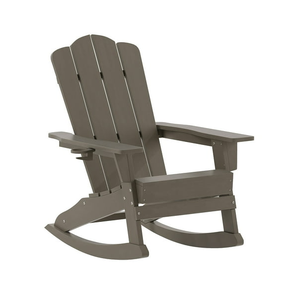 Flash Furniture Newport Adirondack Rocking Chair with Cup Holder Brown (LEHMP104431BR)