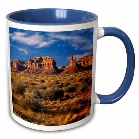 3drose, Utah-arizona, Valley of the Gods, Spires and Buttes - Us45 Bfr0092 - Bernard Friel, 15oz Two-tone Blue Mug