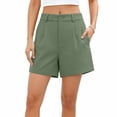 thumbnail image 2 of VBVC Women's and Women's Plus Chino Shorts , Casual Wide Leg Suit Pants For Women,Ladies' Pleated Casual Shorts with Pockets,Army Green,S-5XL, 2 of 7