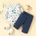 thumbnail image 4 of Vedolay Boy's 2023 Outfits Boy's 2 Piece Outfits Palm Tree Embroidered Long Sleeve Top Ripped Pants Set,White 6-9 Months, 4 of 5