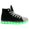 Galaxy LED Shoes Light Up USB Charging High Top Canvas Women Sneakers (Black)