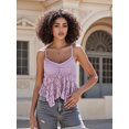 thumbnail image 4 of LMLYSoH Womens Lace Babydoll Tank Tops Stylish Solid Mesh Loose Hem V Neck Spaghetti Strap Camisoles, 4 of 9