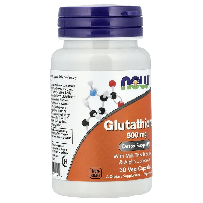 NOW Glutathione Supplement, 500 mg, 30 Veg Capsules, Detoxification, Immune  Support - Walmart.com