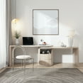 thumbnail image 4 of Homary Modern Wash White L Shaped Desk 1 Cabinet & 2 Drawers 60" Oak Executive Office Desk, 4 of 17