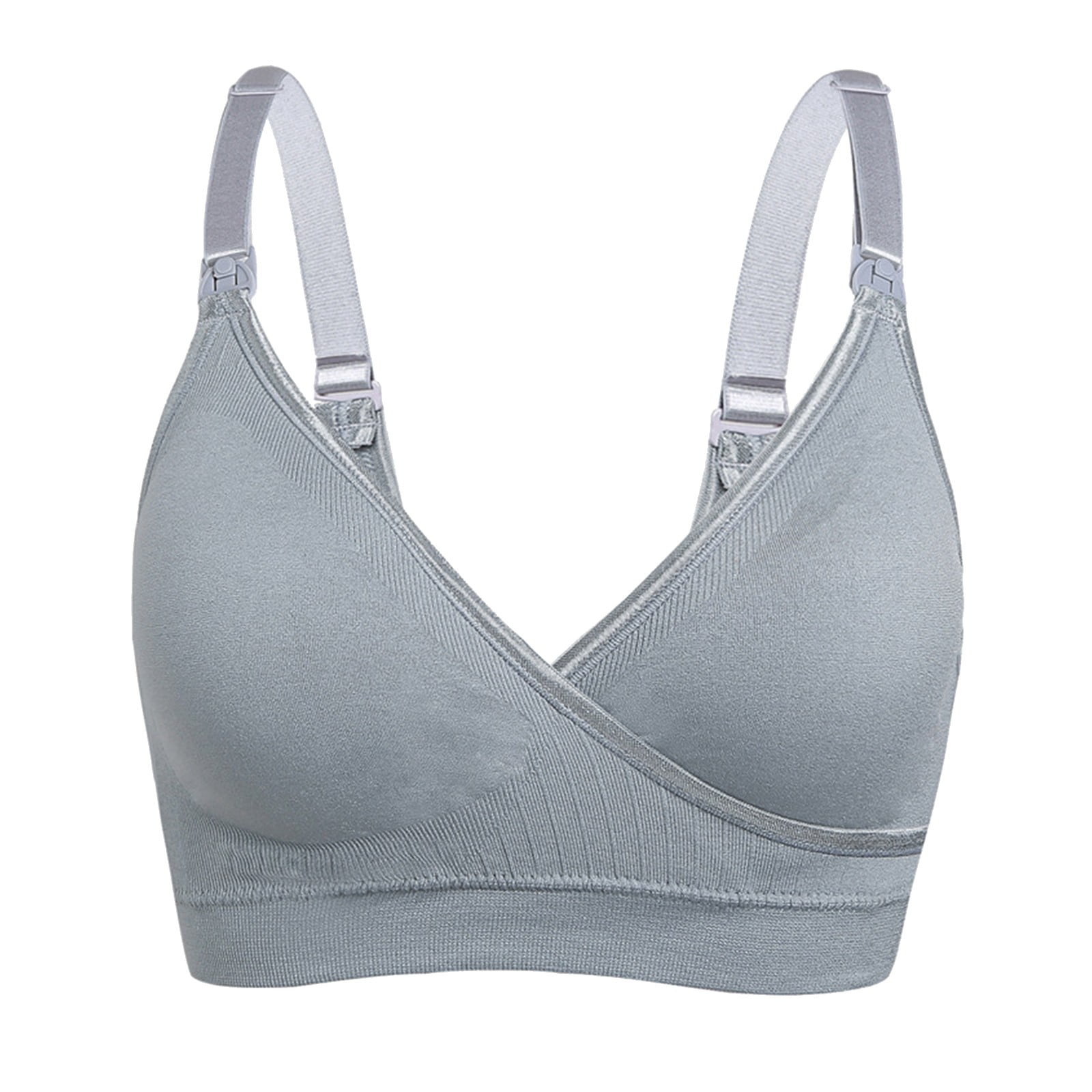 Quealent Women's Bras Plus Size Bralette for Women Triangle Cups Removable  Padded Wire Free Pull On Closure (Grey,L) 