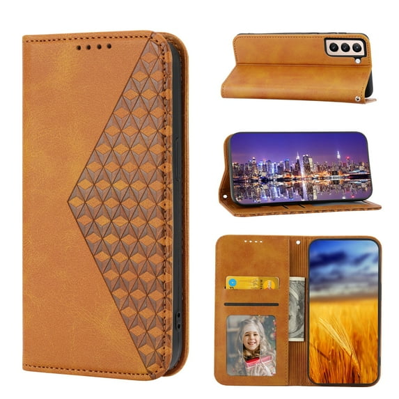 SaniMore for Samsung Galaxy S23 PU Leather Case RFID Blocking, Magnetic Closure Flip Wallet Cover with Wrist Strap Card Slot & Multi-Angle Kickstand All-Inclusive Protective Shell, Yellow