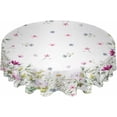 thumbnail image 2 of Spring Floral Round Tablecloth 60 Inch - Summer Botanical Waterproof Fabric Table Cloth Protector, Vintage Farmhouse Tablecloths Washable Table Cover for Kitchen Banquet Coffee Table Party, 2 of 6