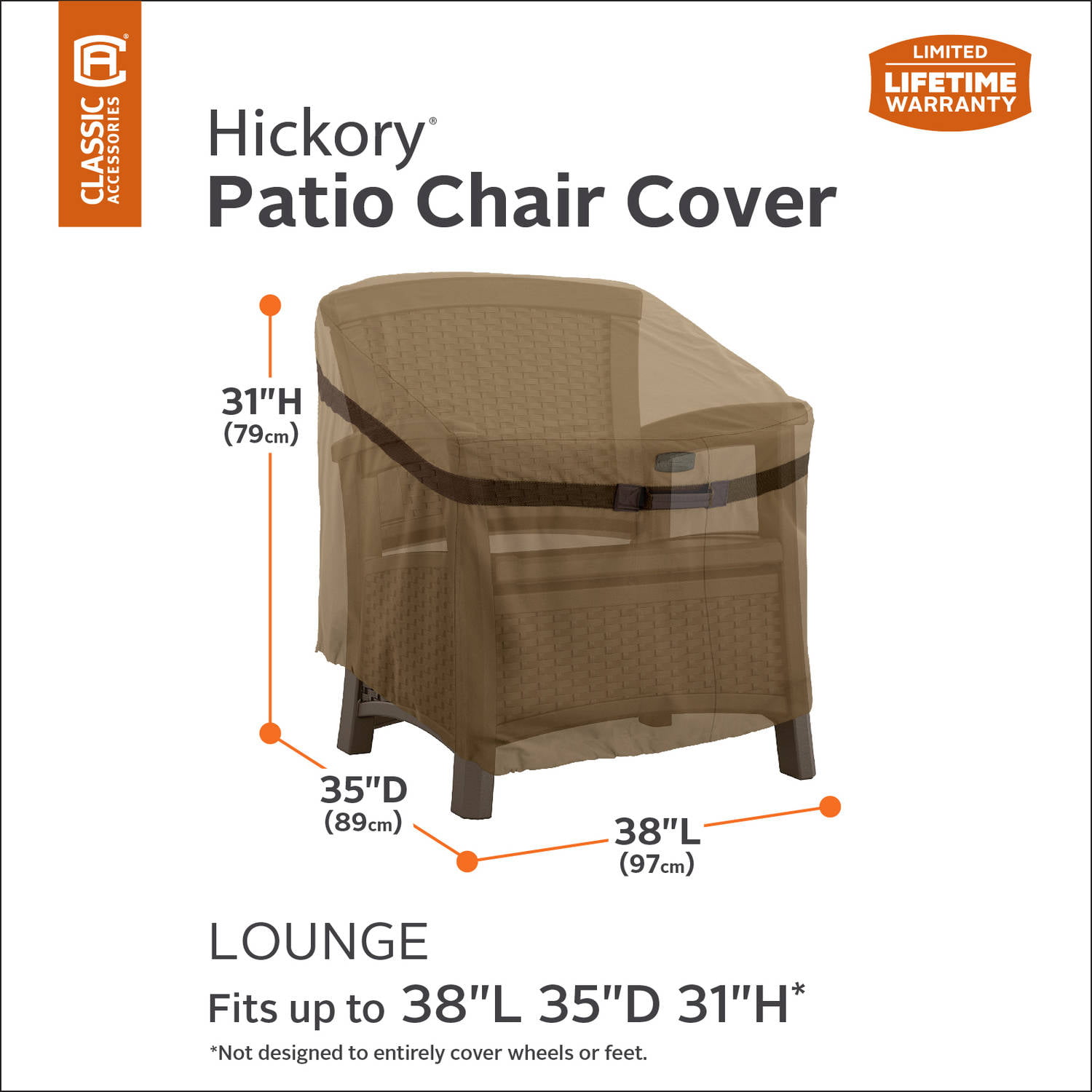 Durable and Classic Accessories Hickory Heavy Duty Patio Lounge Chair Cover