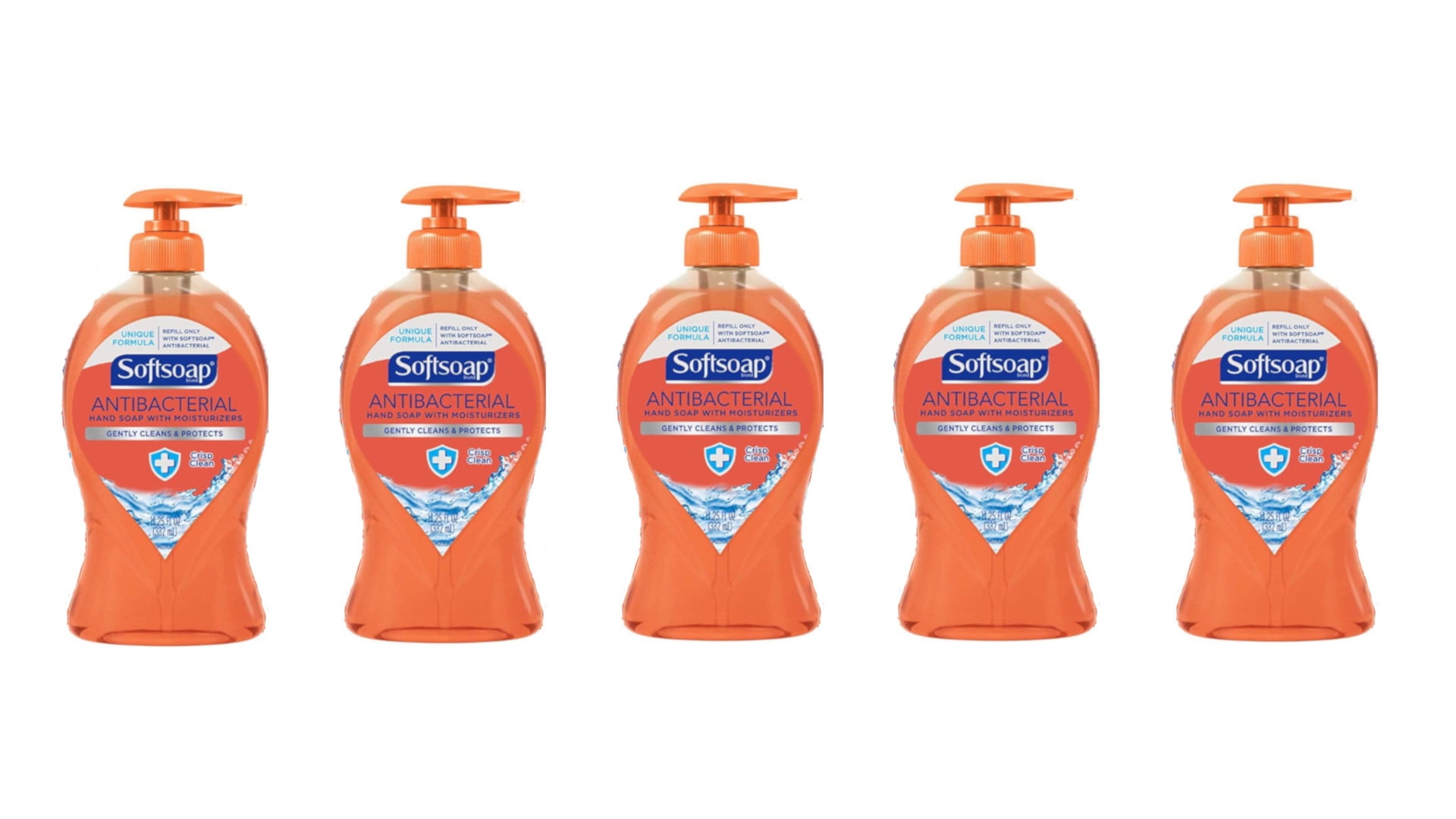 5 Pack Softsoap Liquid Hand Soap Pump Antibacterial Crisp Clean 11.25 Oz Each