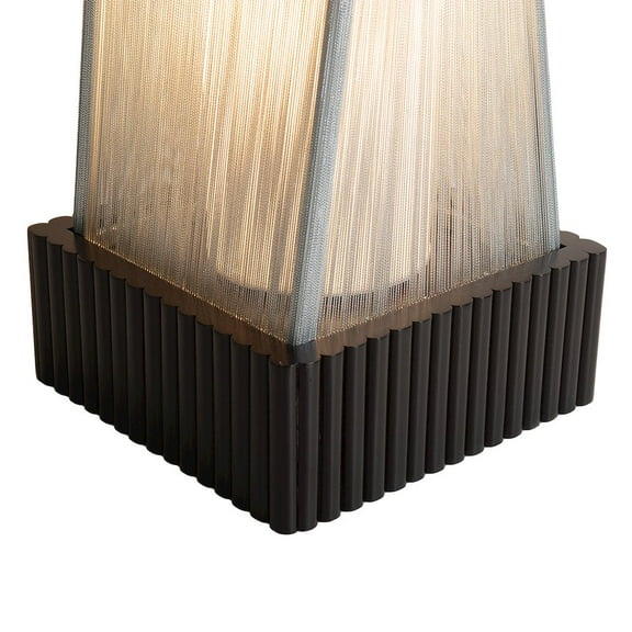 NOVA OF CALIFORNIA Torque Accent Floor Lamp - Ebony Finish, Hand-knotted Silvered String Shade