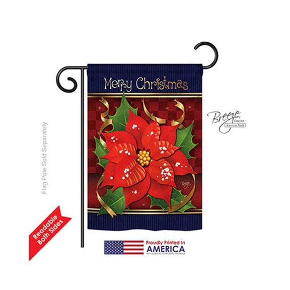 Breeze Decor 64087 Christmas Poinsettia Love 2-Sided Impression Garden Flag - 13 x 18.5 in.