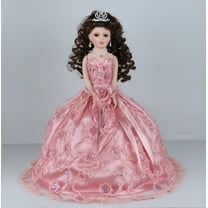 Porcelain Quinceañera Umbrella Doll in Rose Gold (Quince Años) Centerpiece & Decoration