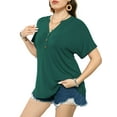 thumbnail image 5 of VERABENDI Women's Plus Size Tops Dropped Shoulder Short Sleeve Blouses Button Up V Neck T-Shirts,1X/2X/3X/4X, 5 of 6
