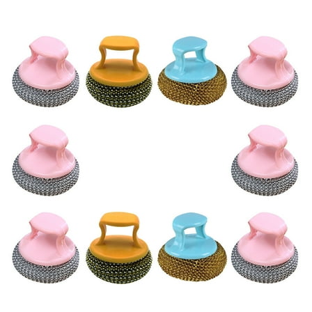Raindrops 10Pcs Cleaning Steel Scourer Steel Wire Ball Practical Design for Restaurant