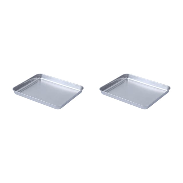 Guardoinrt Stainless Steel Tray Space-saving And Widely Used Food Storage And Baking Easy Access Food Storage Tray Baking Pan Tray 430square tray medium 2Set